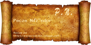 Pecze Nándor névjegykártya